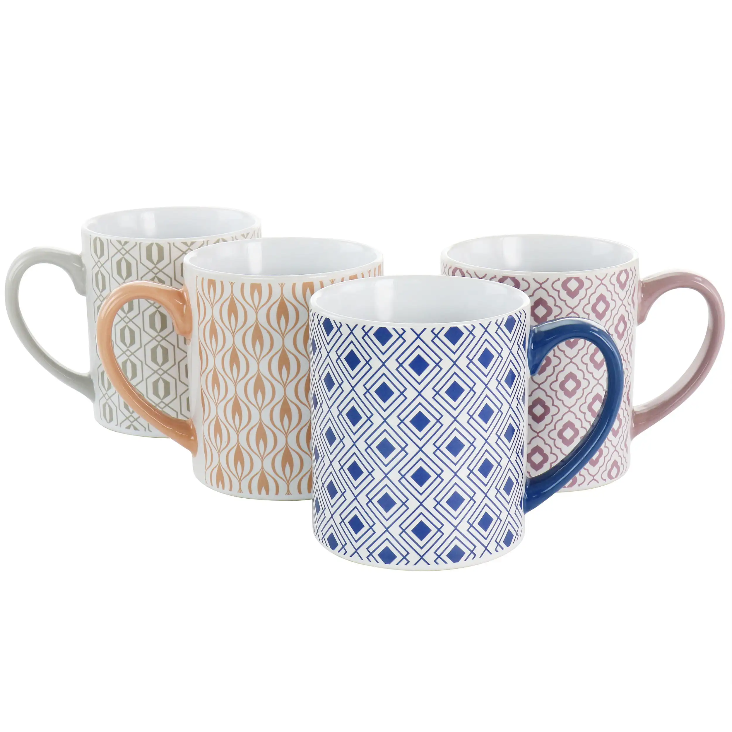 

Bliss 4 Piece 20oz Can Shaped Stoneware Mug Set in Assorted Colors and Patterns