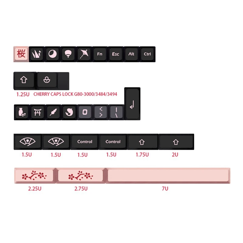 

132 Key Nightsakura Keycap Pbt XDA Keycaps For Dz60/RK61/Gk64/68/75/84/96/104 Mechanical Keyboard Gmk Key Cap