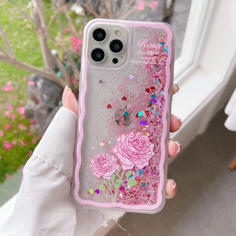 Фото Чехол зыбучий песок для телефона xiaomi Mi 10 pro 11T lite 12 redmi Note 8 pro K30 k40 pro k50 3D Искусство розы жидкий блестящий чехол №3