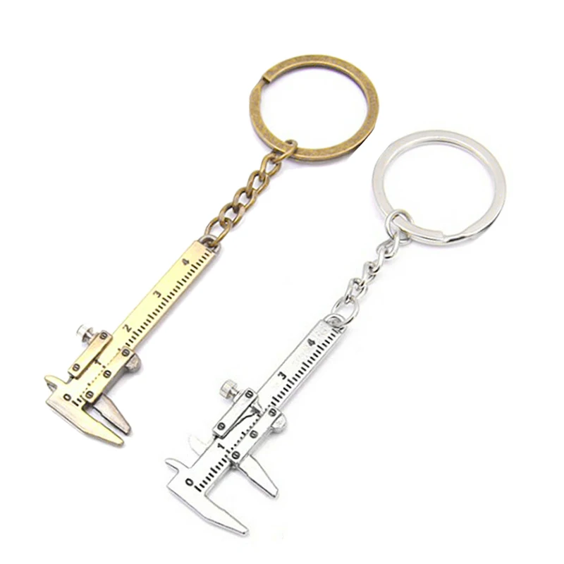 

2Pcs Zinc Alloy Mini Vernier Caliper Keychain Silver/Antique Bronze Keychain 5.2cm*2.3cm Fashion Pendant Wallet/Bag Pendant