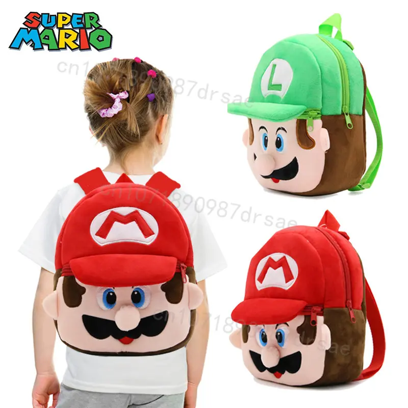 

Super Mario Bros Luigi Plush Schoolbag Backpack Kindergarten Cartoon Game Anime Figure Kids Backpack School Season Birthday Gift