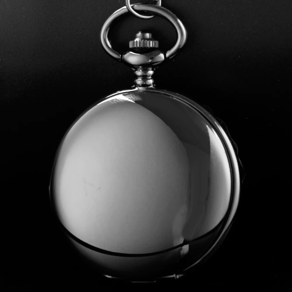 Black Two-Sided Light Mechanical Manual Pocket Watch Roman Digital Skull Dial Pendant Automatic Antique Clock Gift