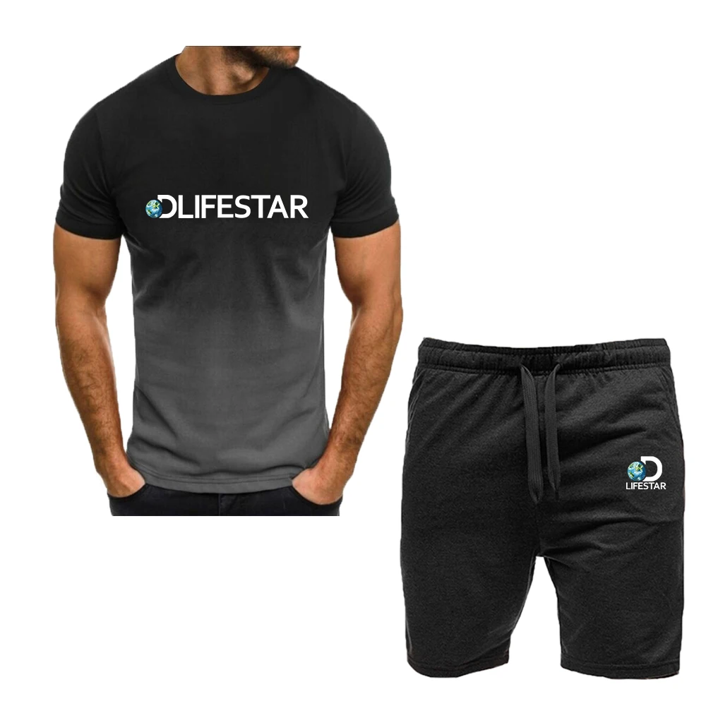 LIFESTAR Tracksuit Set 2023 Summer Sportswear Short-Sleeved T-Shirt+Sportswear Suit Men's Street Sportswear Men's 2-Piece Suit