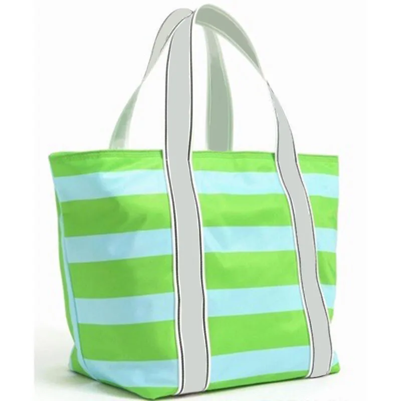 

Green and White Striped Bag New High Quality Bag Large Capacity Shopping Bag Ladies Handbag Free Shipping