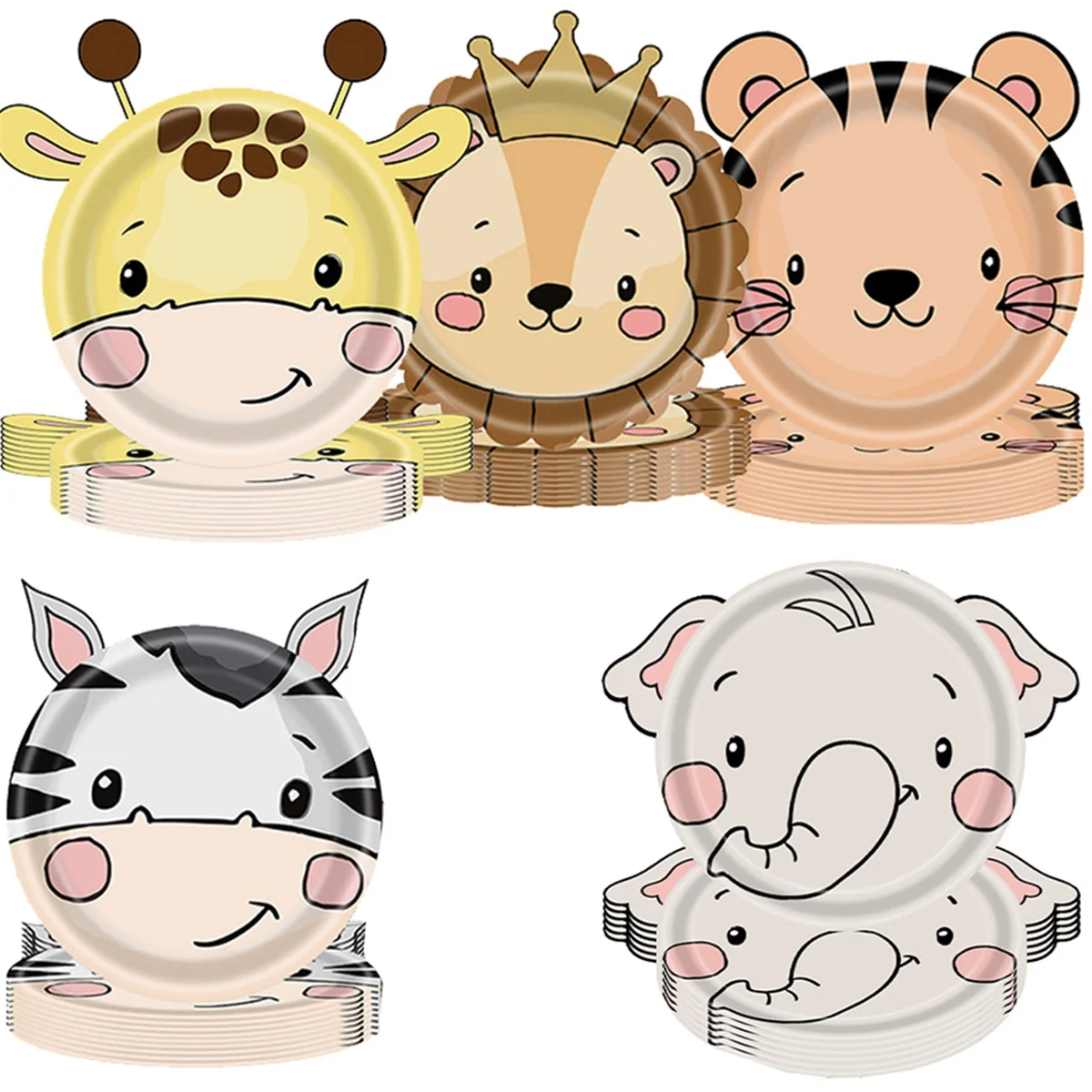 Бумажные тарелки с животными джунглей одноразовые набор столовых приборов для