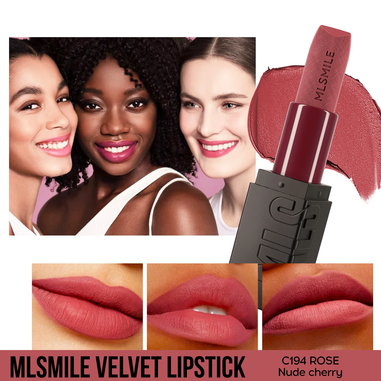 Фото MLSMILE 6 цветов, матовая помада с эффектом бархата, стойкая, водостойкая, увлажняющая, высокопигментированная, для макияжа губ №4