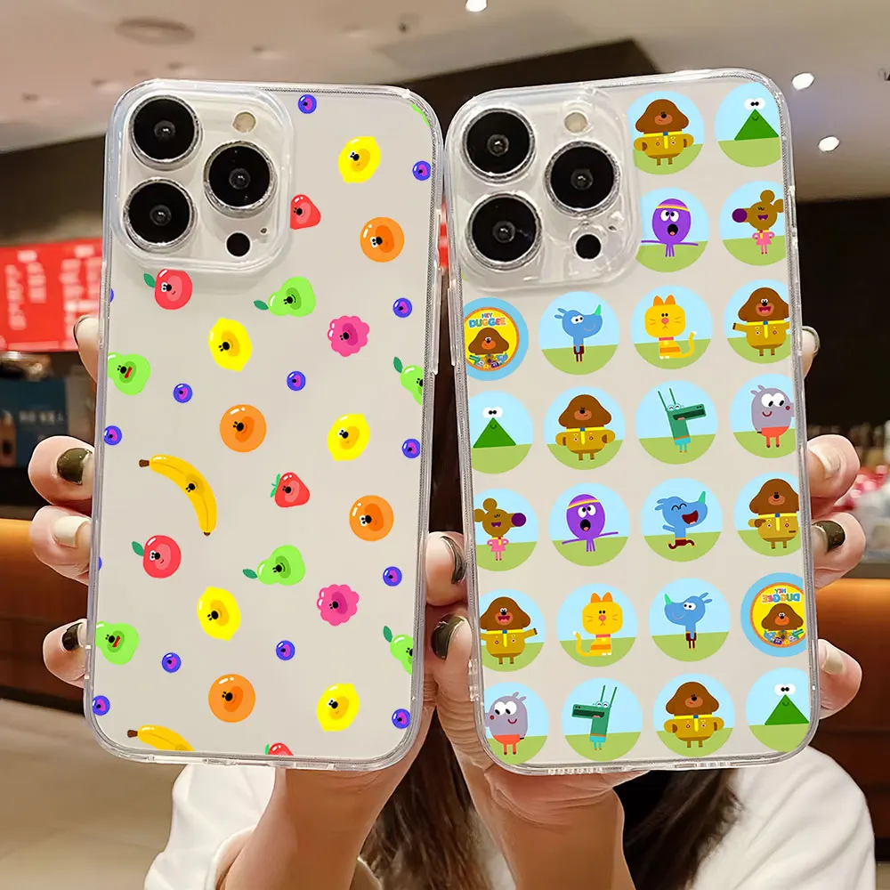 Cartoon For iPhone 11 12 13 14 15 16 Pro Max Plus Shockproof Transparent soft Clear Ultra Thin Phone Case H-Hey D-Duggee