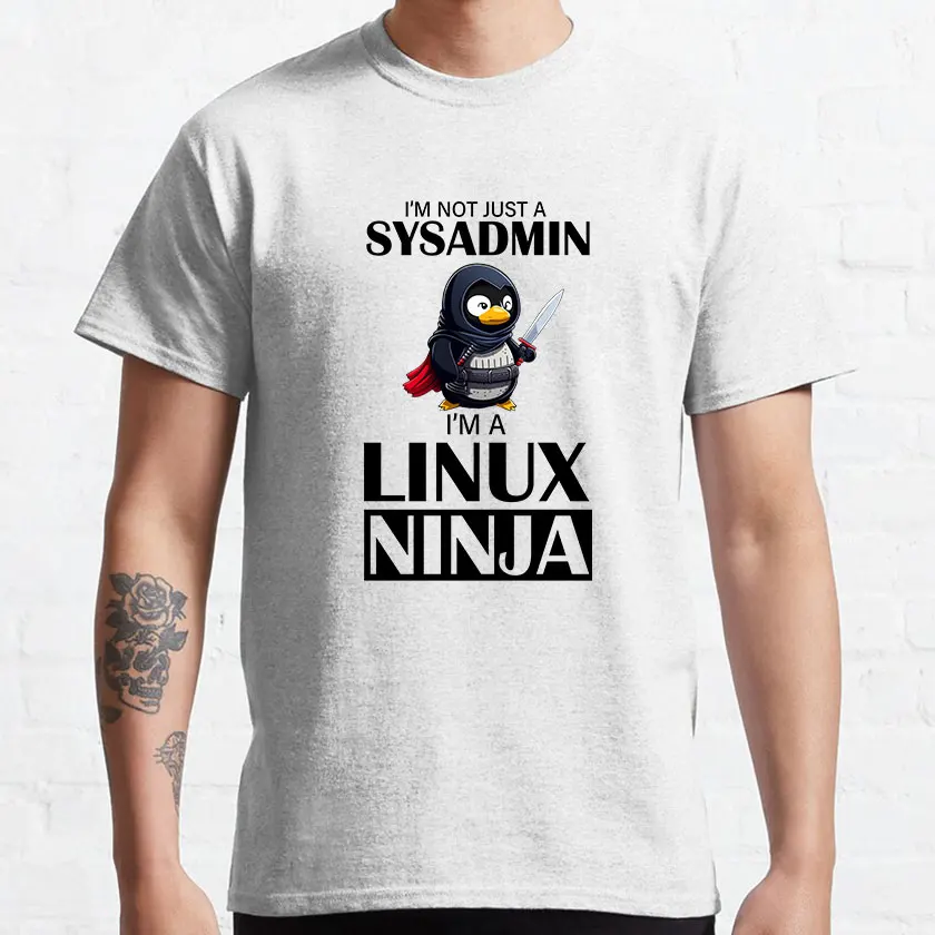 Linux Ninja I'm not a SysAdmin Tux Wizzard Penguin забавная футболка из 100% хлопка с принтом больших
