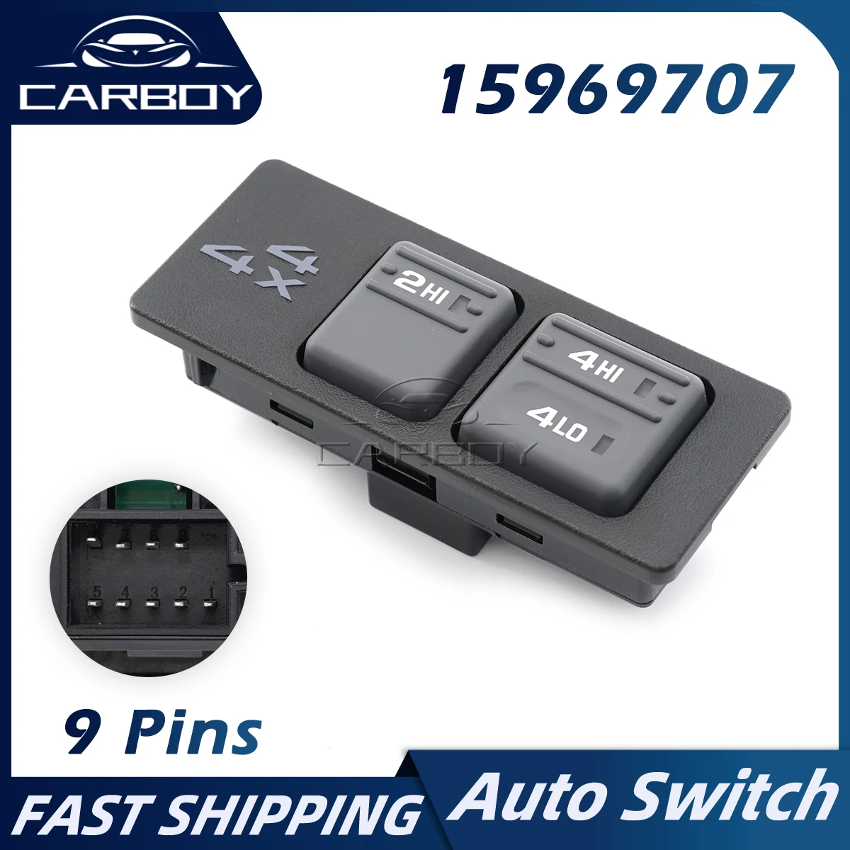 

15969707 19168766 4WD Wheel Drive Transfer Switch Button 9 Pins For Chevrolet Silverado Tahoe Blazer GMC Yukon Sierra 1996-1999