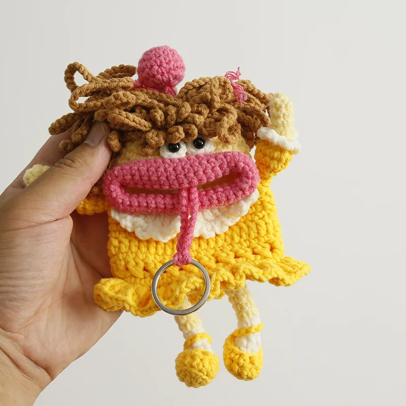 Милая искусственная кукла для рукоделия вязаная сумка хранения наушников