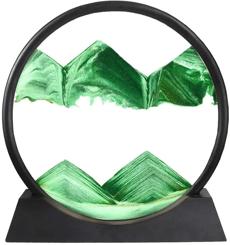

7/12inch Creative 3D Hourglass Moving Sand Art Picture Round Frame Sandscapes in Motion 3D Ocean Deep Sea Sand Art for Decor