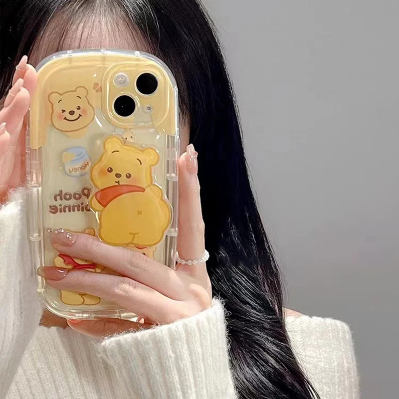 

Cartoon Pooh Bear Jelly Phone Protective Case Iphone 14/13/12Min Promax Silicone Mobile Lphone Shell All Inclusive Soft Case