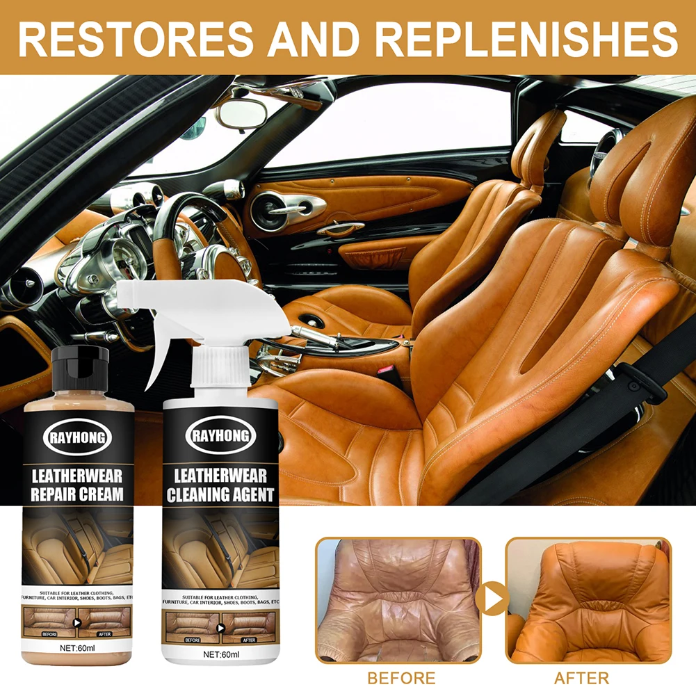 

60ml Car Interior Leather Restoration Spray Seat Sofa Leather Maintenance Refurbisher Leather Care Cleaning Agent Spray