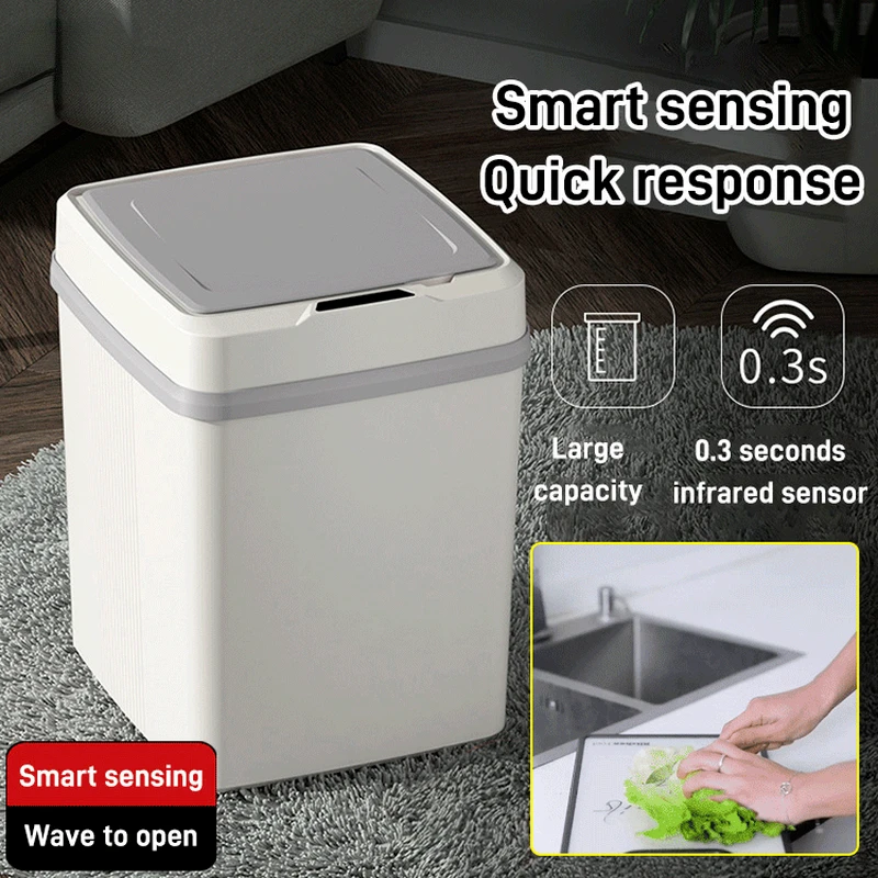 

Smart trash can creative household induction kitchen toilet toilet electric automatic with lid crack 12L