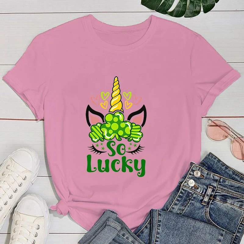 (Футболка премиум-класса) забавная Футболка с принтом единорога на удачу для