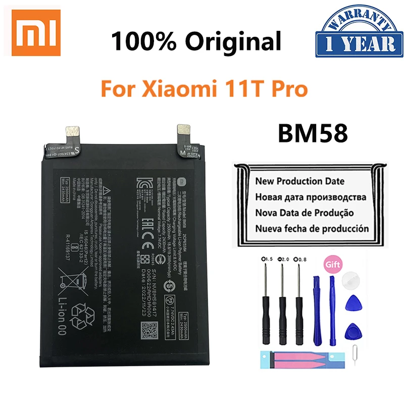 

100% Original BM58 5000mAh Phone Battery For Xiaomi 11T Pro 11TPro Phone Replacement Batteries Bateria