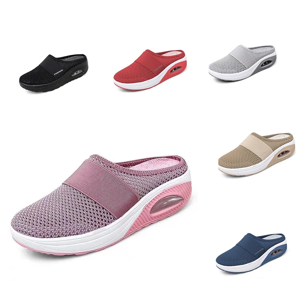 

2022 Summer Women Round-toe Casual Outdoor Slippers With Air Support Beach Holiday Daily Wear Plus Size