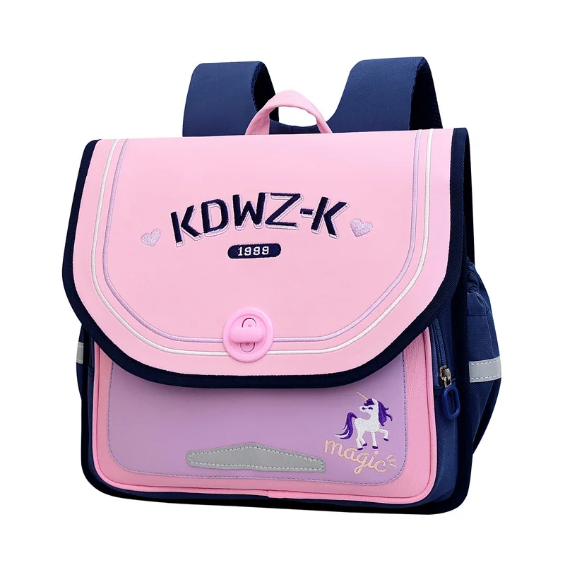 High Quality Kids Primary Schoolbag Cartoon Unicorn Dinosaur Children Backpack Embroidery Pattern Zipper Hasp Boys Girls Bag