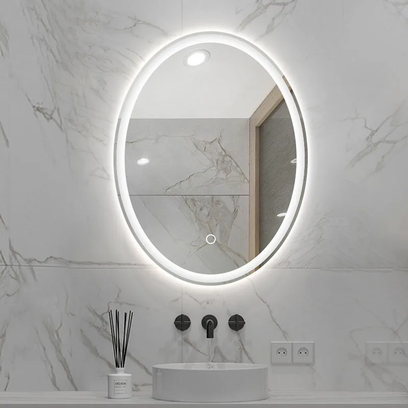 

Led Light Oval Bath Mirrors Smart Bathroom Bluetooth Modern Bath Mirrors Backlight Shower Espejo De Tocador Room Decor WW50BM