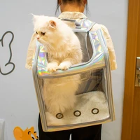 outdoor portable cat bag breathable cat large space transparent cat and dog bag pet backpack laser dog backpack
