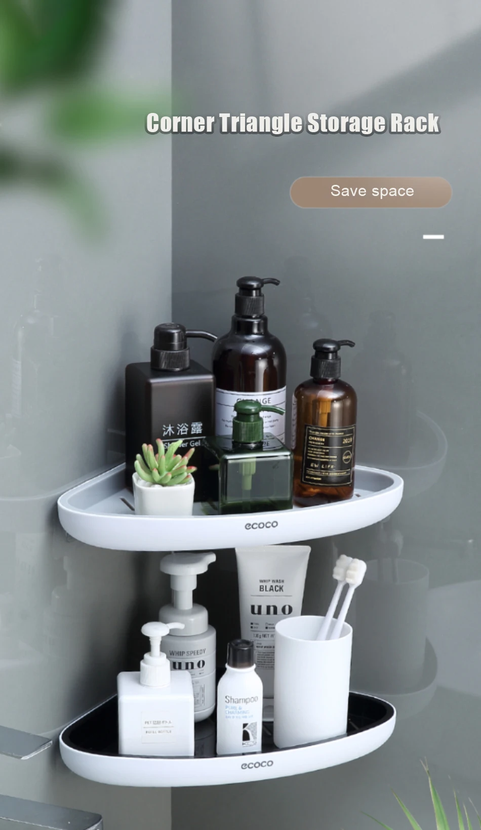 

Shelf Wall-Mounted Storage Rack Lotions Storage Kitchen Triangular Corner Bathroom Organizer For Bathroom Accessories Holder