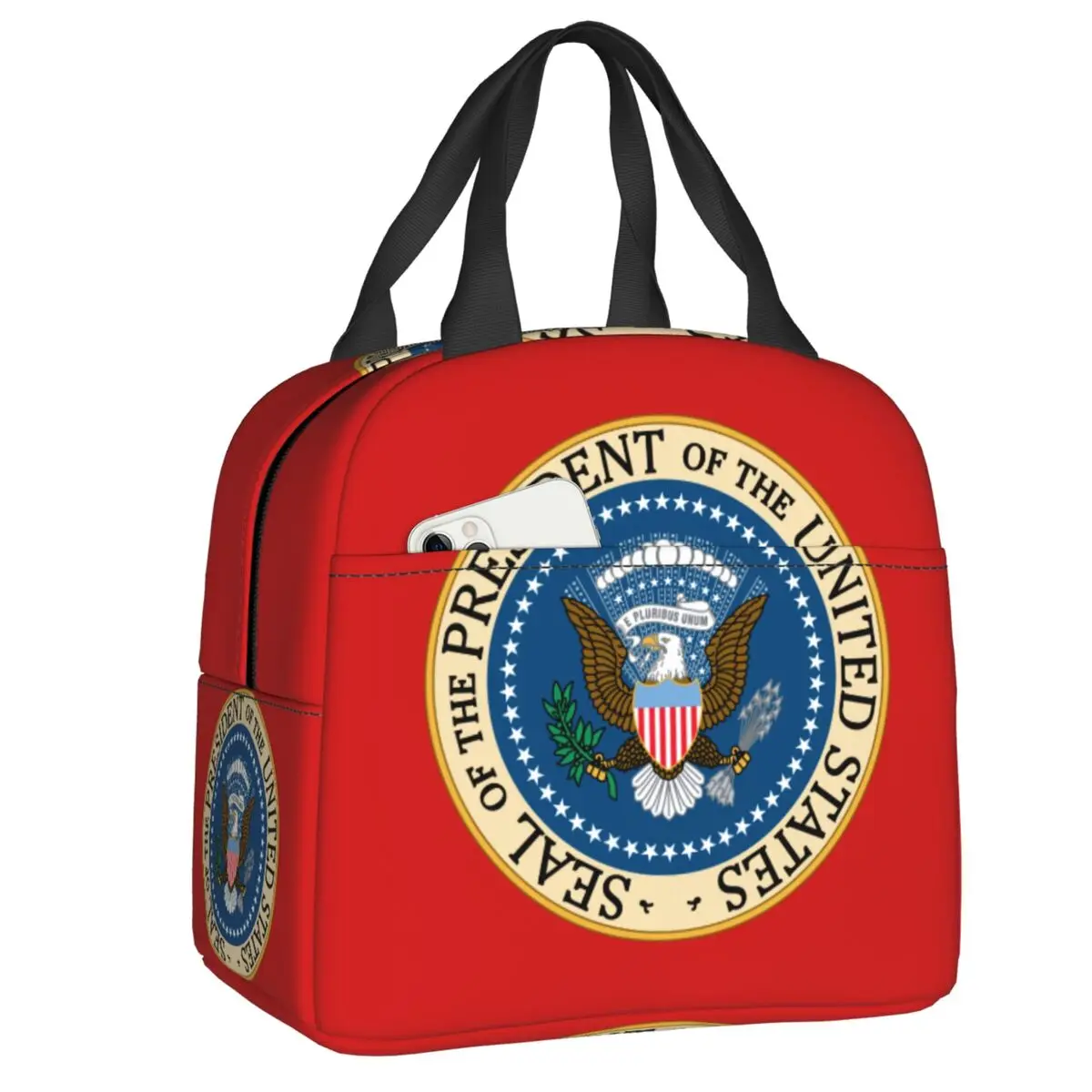 

American Presidential Seal Insulated Lunch Bag for Women United States Election Cooler Thermal Food Lunch Box Kids School Picnic