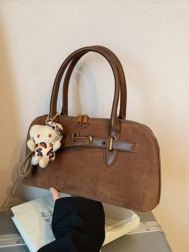 Женская высококачественная замшевая сумка 2024 осенняя ручная ретро-сумка через