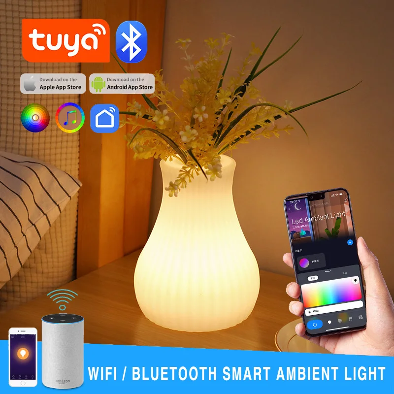 Настольная лампа для умного дома приглушаемая Светодиодная с Wi-Fi Bluetooth