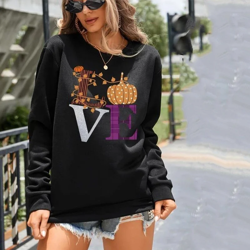 

Женский свитшот с длинным рукавом, Осенний свитшот с забавным принтом тыквы и букв, с рисунком фокусов или трафаретов, 2022
