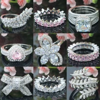 27x26mm new arrival adjustable white sapphire pink kunzite cz females daily wear silver rings drop shipping