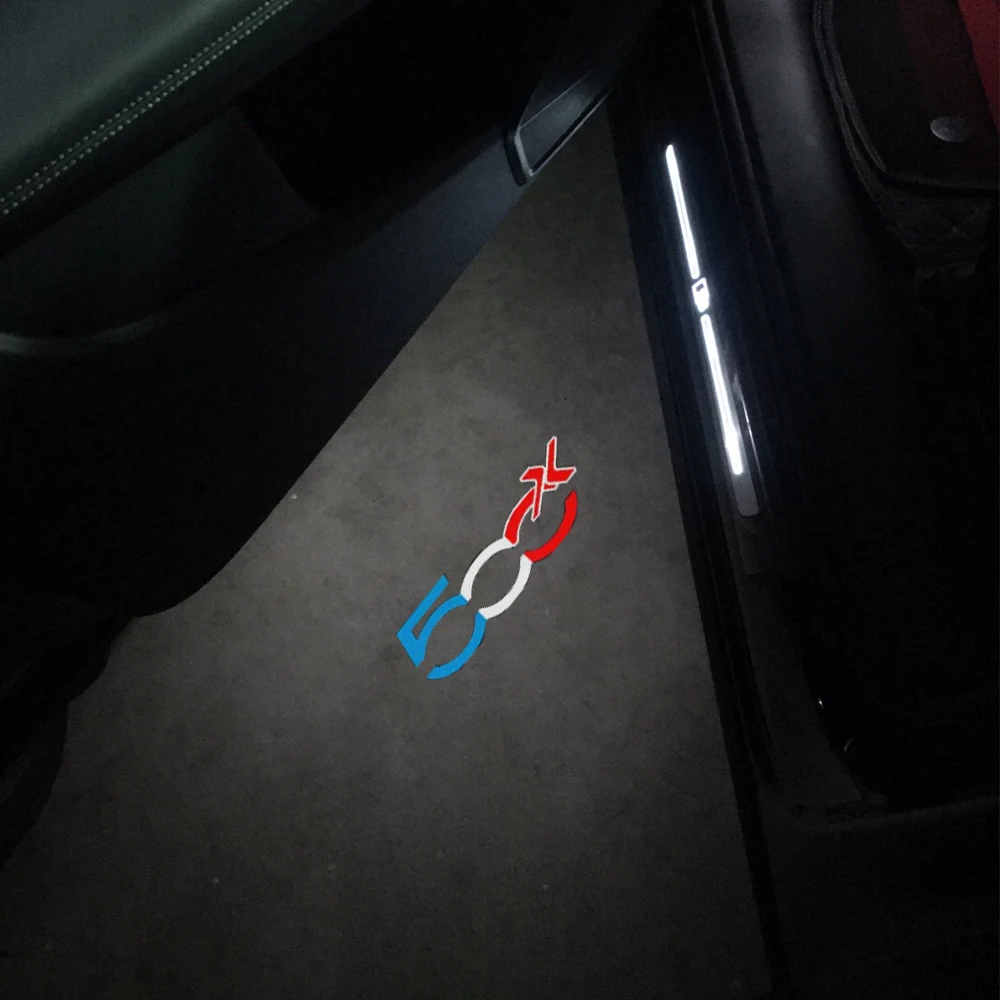 2шт светодиодный лазерный проектор для Fiat 500 312 312 332 500L 500X Punto 188 199 Автомобильные двери Бесплатные огни Наклейки Аксессуары