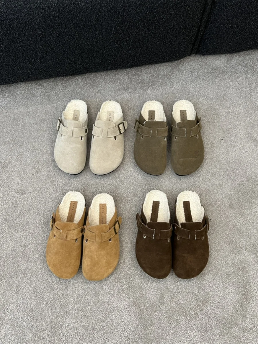 

Loafers Female Shoes Ladies' Slippers Cover Toe Low Luxury Slides 2023 Rubber Designer PU Fabric Basic Fashion Rome Hoof Heels