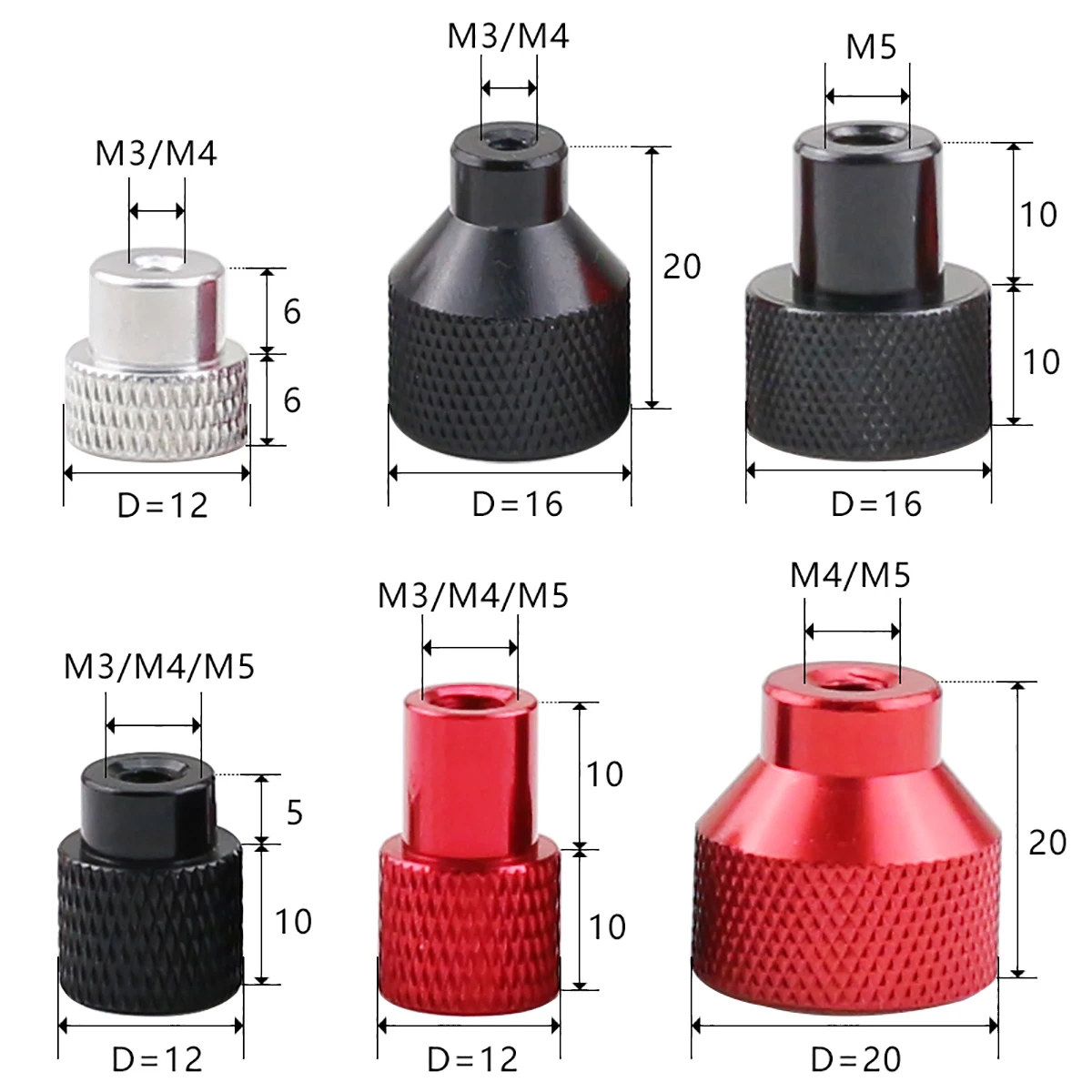 

2pcs Thumb Nuts Blind Hole Aluminum Frame Hand Tighten Flange Nut M2.5 M3 M4 M5 M6 M8 M10Step Knurled Thumb Nut Multiple Colors