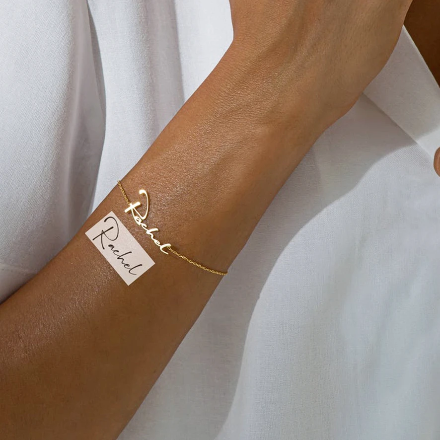 Personalized Handwritten Signature Custom Name Bracelets for Women Stainless Steel Jewelry Gifts Adjustable Chain Pulseras Mujer