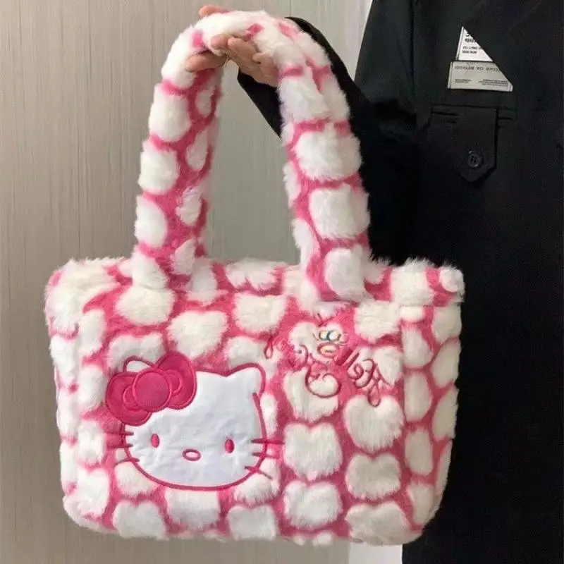 

Kawaii Sanrio Anime Hellokitty Student Cartoon Handbag Jk Plush Shoulder Bag Bucket Bag Lolita Bag Large Capacity Girl Gift Cute