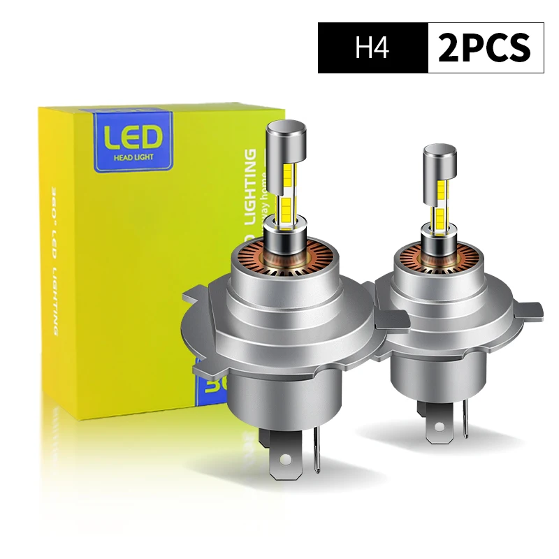 

1 шт./2 шт. 360 4-сторонние H7 светодиодные лампы Canbus для автомобильных фар H4 HB2 9003 Автомобильные противотуманные фары Turbo Mini HeadLamp Белый 6000K 12V