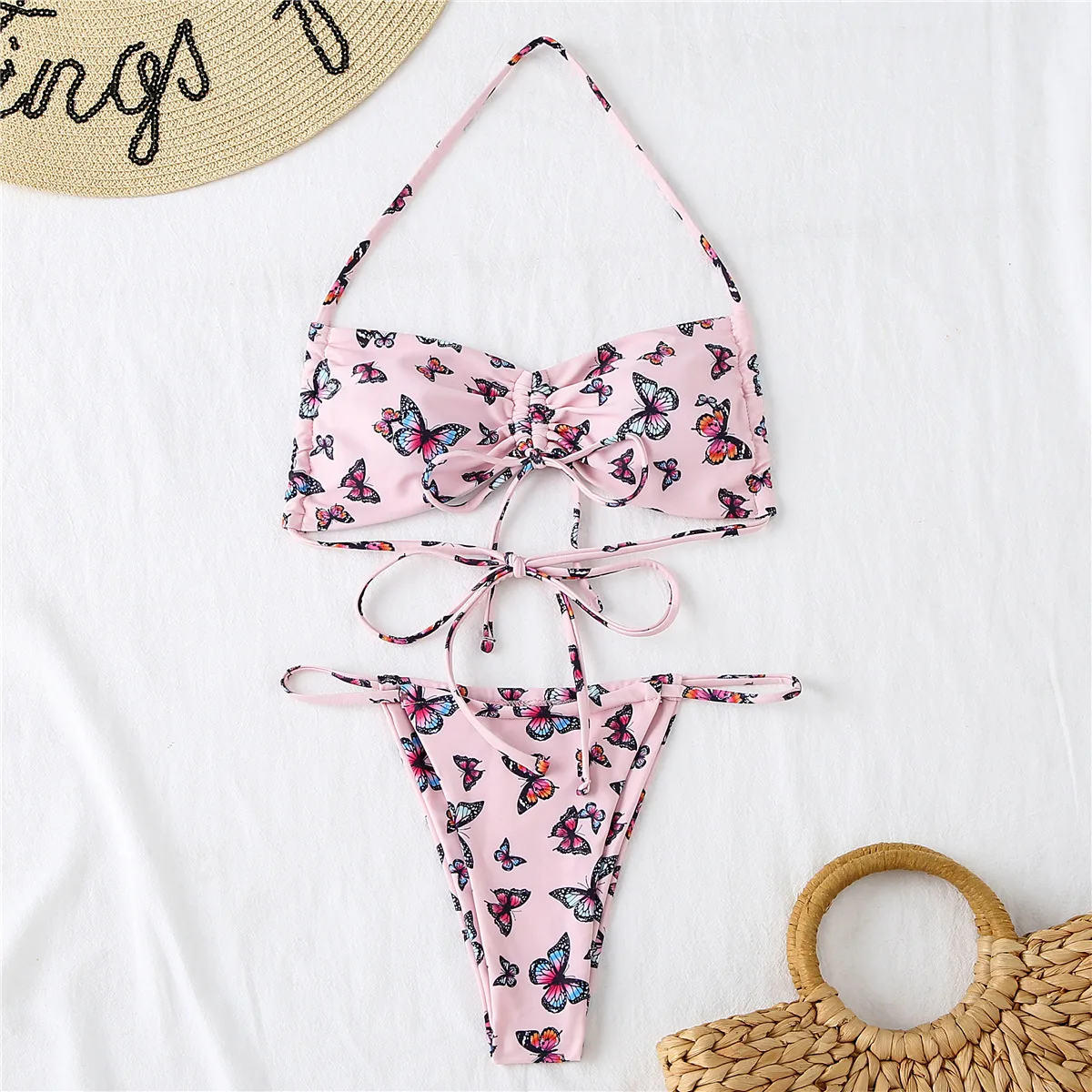 

Butterfly Print Bikinis Womens Fashion Vintage Print Sexy Bikini Ladies Split Swimsuit 2022 New Fashion Bikini Girl Swimsuits