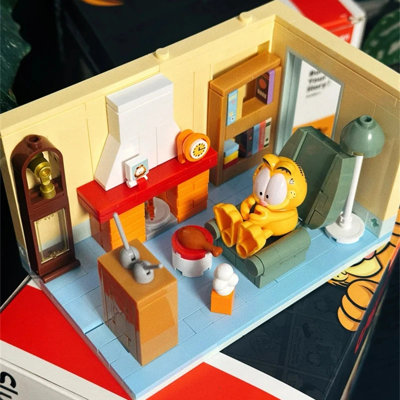 Конструктор SLUBAN Garfield Сборная модель микро-сцена анимационные периферийные