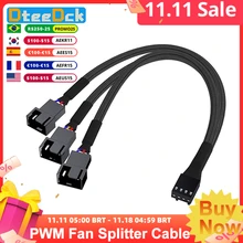 Dteedck 4-pin 1 to 3 Way PWM Fan Splitter Cable Cooled 1 to 2/3/4 Way Tap Sleeve Extension Braided Cable Extension fan connector