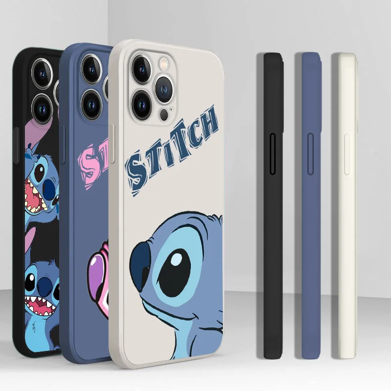 

Stitch Disney Phone Case Liquid Rope For iPhone 6 6S 7 8 plus 14 11 12 13 pro MAX 12 13 mini Funda Cover Back Soft Capa iPhone