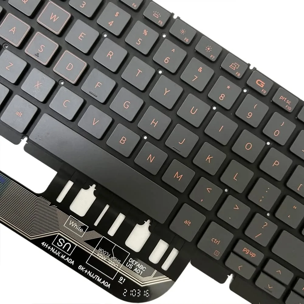 Фото Клавиатура для ноутбука Dell G15 5510 5511 5515 5520 5521 5525 с подсветкой (американская раскладка), замена, 0H4XRJ 343NN 0TJ0J6 490.0GE07.0A01 №5