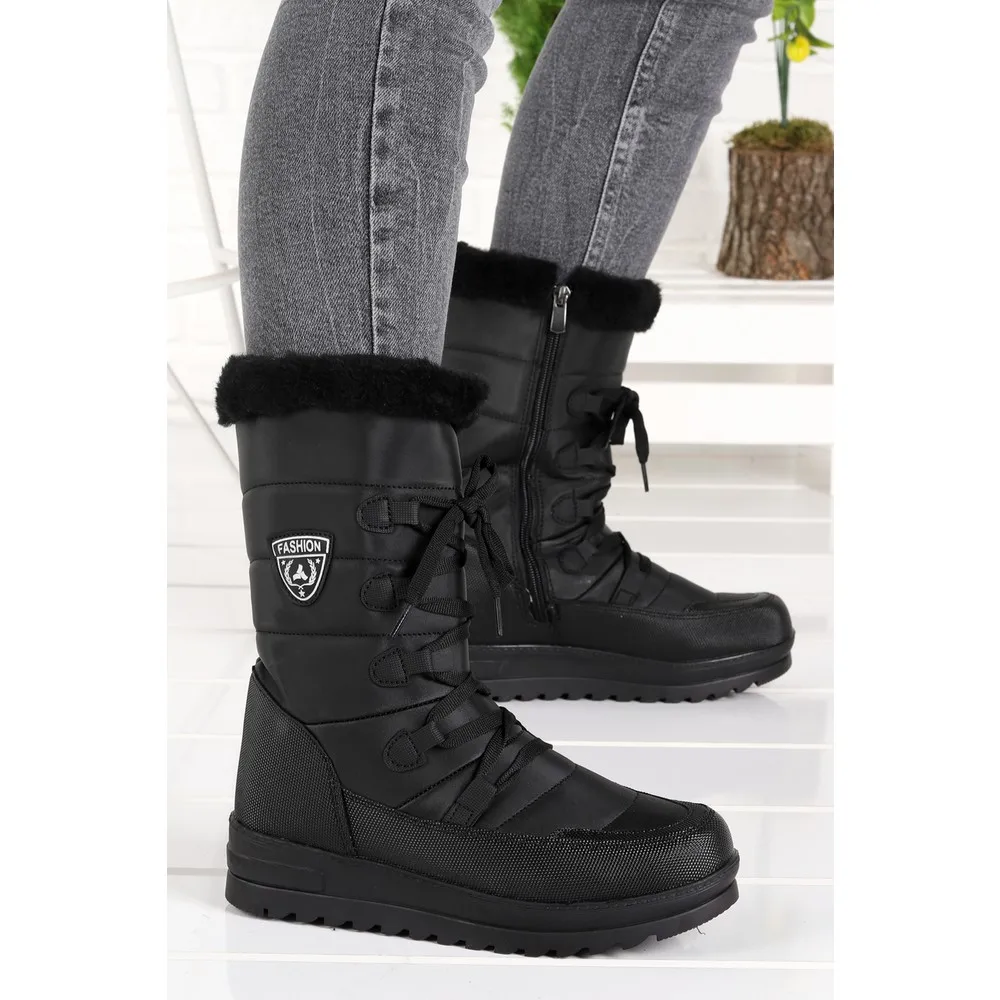 

Dorlie Twg 995 Winter Içi Thermal Furry Women Snow Boots Shoes Black-Black
