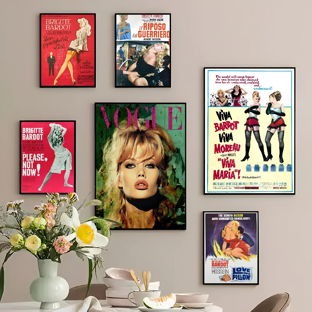 Brigitte Bardot Classic Vintage Posters Whitepaper Prints Artwork Kawaii Room Decor