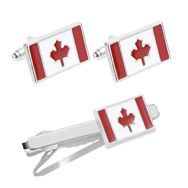 

Canadian Flag Tie Clips And Cufflinks Mens Designer Clothes Souvenirs For Wedding Guests Lawyer Accessories Jewelry Father'S Day