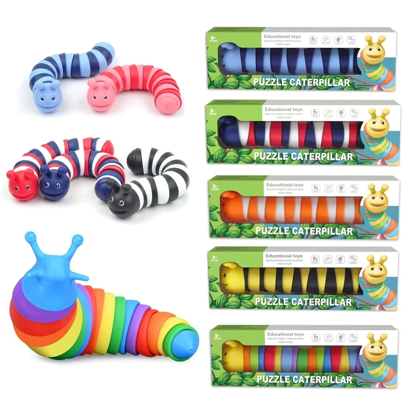 

Children Funny Pinch Fingertip Caterpillars Toy Gift Fidget Toy Set for 6-8 Year Old Kids Relieve Stress Improve Gameset