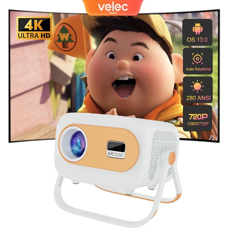 Проектор Velec JY325 4K Android 13 двойной Wi-Fi 1080P умный проектор с автоматической