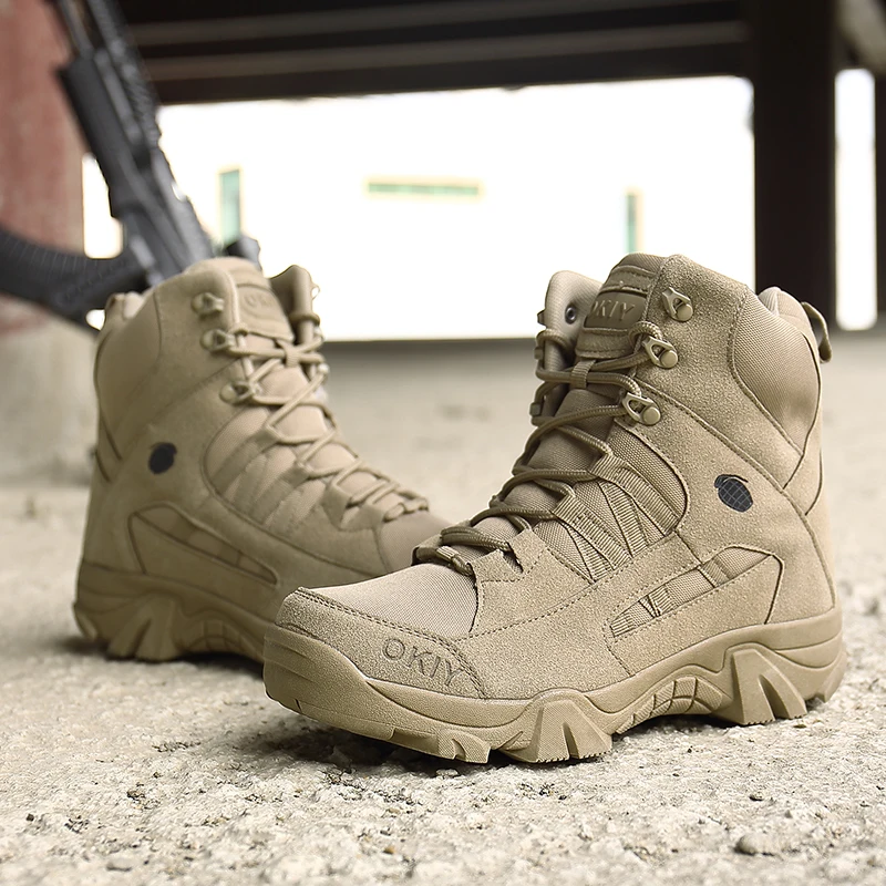 Men's Boots High Top Military Boots Outdoor Hiking Shoes Top Quality Men Anti-collision Army Tactical Boot