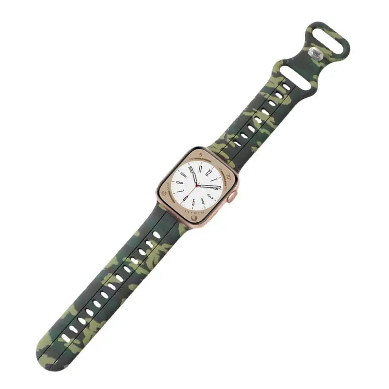 

Ремешок силиконовый Камуфляжный для Apple Watch Band Series Ultra 3 4 5 6 7 8 SE, сменный Браслет для наручных часов, умных часов