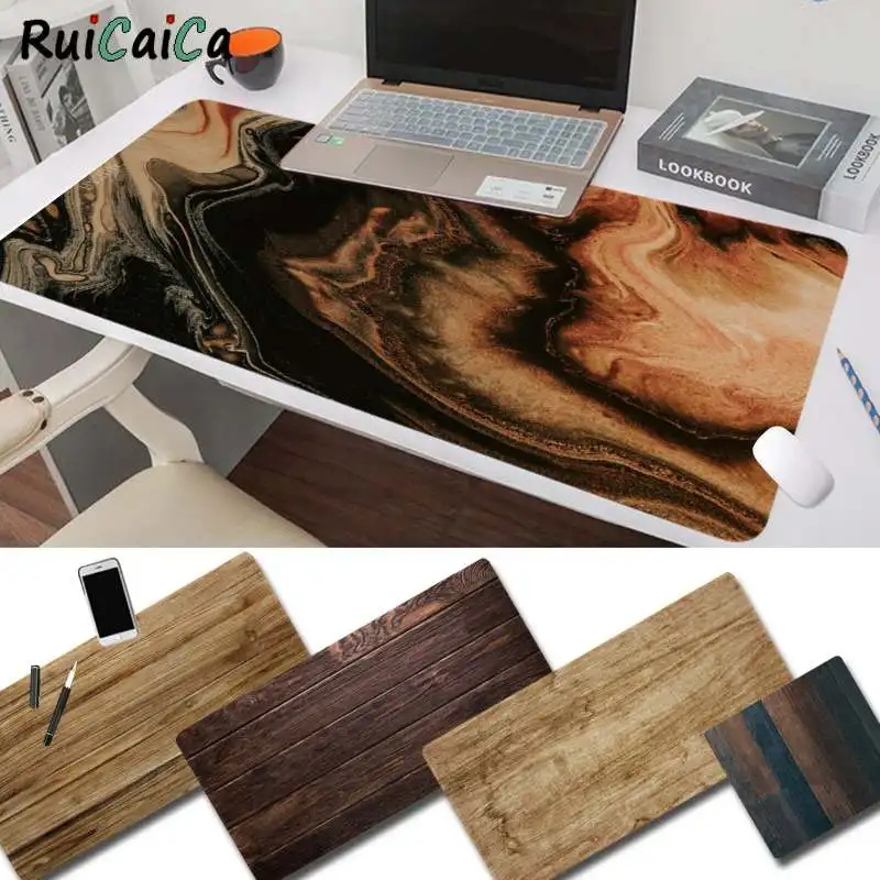 

RuiCaiCa Fashion Brown Wood Grain Silicone Large/small Pad To Mouse Pad Game For Large Edge Locking Speed Version Keyboard Pad