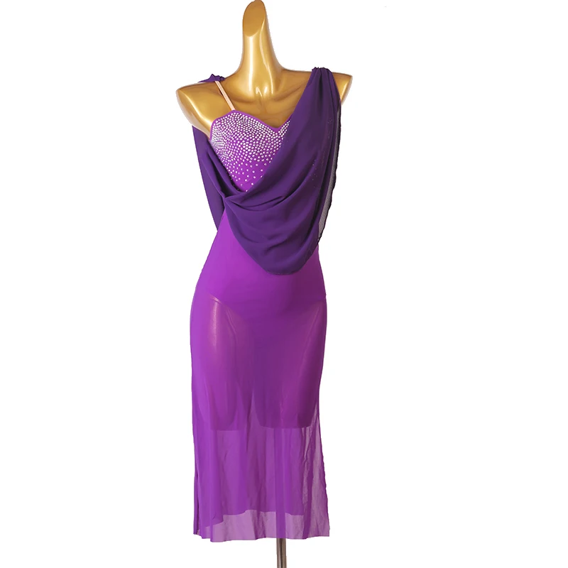 

High-end Custom Latin Dance Dress Female Sexy Chiffon Tango Cha cha Dance Costume Adult Stage Performance Costume